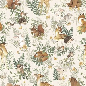 Lilipinso Behang Sample Oh Deer Behang – Forest Friends (Beige)