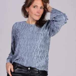 mbyM Azuria-M blouse met structuur Blauw