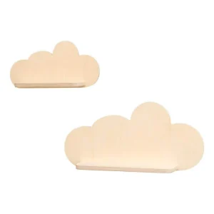 2 houten wandplanken kinderkamer wolk | Wolkie - blank