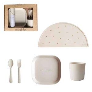 Mushie Giftbox Kinderservies Vierkant – Ivory