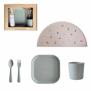 Mushie Giftbox Kinderservies Vierkant – Sage