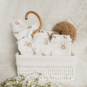 Kraamcadeau met Teddybeer Print – Perfect voor Newborns | 4-delig